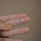 925 Sterling Silver Small Fresh Flower Crystal Earrings