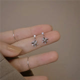 925 Sterling Silver Small Fresh Flower Crystal Earrings