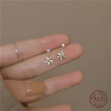 925 Sterling Silver Small Fresh Flower Crystal Earrings