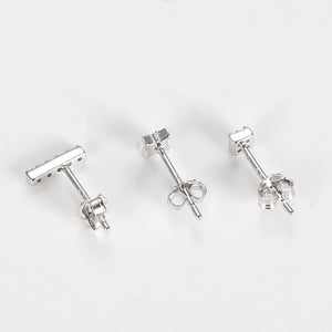 925 Silver Full Zircon Geometric Stud Earrings Set