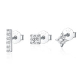 925 Silver Full Zircon Geometric Stud Earrings Set