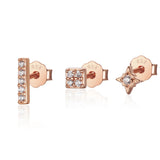 925 Silver Full Zircon Geometric Stud Earrings Set