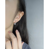 925 Silver Group Light Sense Minimal Love Earrings Pure Silver Ear Studs