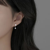925 Silver Heart Hoop Earrings Zircon Huggie Sleeper