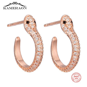 925 Silver Small Hoop Earrings for Women Round Chain Snake Circle Jewelry
