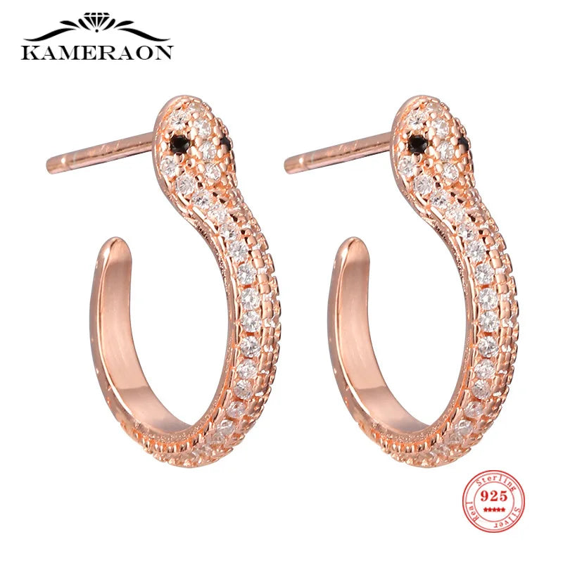 925 Silver Small Hoop Earrings for Women Round Chain Snake Circle Jewelry