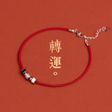 925 Sterling Silver Red Rope Anklet Female Foot Chain Braided Ornaments
