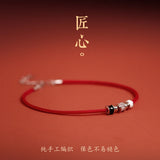 925 Sterling Silver Red Rope Anklet Female Foot Chain Braided Ornaments