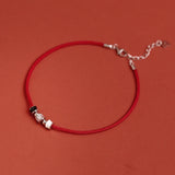 925 Sterling Silver Red Rope Anklet Female Foot Chain Braided Ornaments