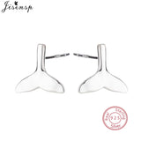 925 Sterling Silver Mermaid Tail Stud Earrings Women Jewelry Whale Tail Piercing
