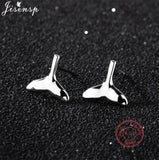 925 Sterling Silver Mermaid Tail Stud Earrings Women Jewelry Whale Tail Piercing