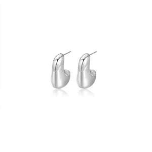 925 Silver Initial L Open Hoops Stud Earrings Cuff Ear Jewelry for Women Men