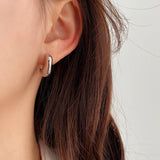 925 Silver Initial L Open Hoops Stud Earrings Cuff Ear Jewelry for Women Men