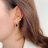 925 Silver Initial L Open Hoops Stud Earrings Cuff Ear Jewelry for Women Men