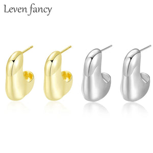925 Silver Initial L Open Hoops Stud Earrings Cuff Ear Jewelry for Women Men