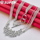925 Silver Bead Ball Grapes Necklace 18 Inches