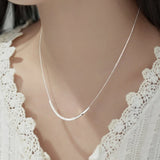 925 Silver Square Beads Chain Necklace for Women Choker Party Jewelry