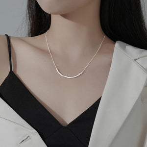 925 Silver Square Beads Chain Necklace for Women Choker Party Jewelry