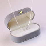 925 Silver Square Beads Chain Necklace for Women Choker Party Jewelry