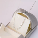925 Silver Square Beads Chain Necklace for Women Choker Party Jewelry