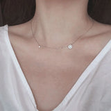 925 Silver Square Diamond Pendant Necklace Women Clavicle Chain