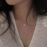 925 Silver Square Diamond Pendant Necklace Women Clavicle Chain