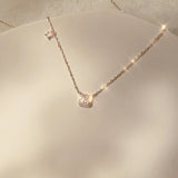 925 Silver Square Diamond Pendant Necklace Women Clavicle Chain