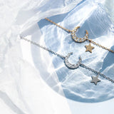 925 Silver Star Moon Hand Charm Bracelet 14k Plated Chain Jewelry