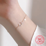 925 Silver Star Moon Hand Charm Bracelet 14k Plated Chain Jewelry