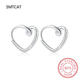 925 Sterling Silver Heart Hoop Earrings for Women S-E1312