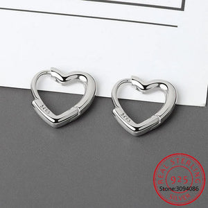 925 Sterling Silver Heart Hoop Earrings for Women S-E1312