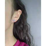 925 Silver Zircon Love Moonlight Stone Earrings Female Texture