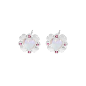 925 Silver Zircon Love Moonlight Stone Earrings Female Texture
