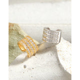 925 Silver Geometric Zircon Ear Clip Earrings