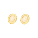 Minimal Geometric Oval Opal Earrings - 925 Sterling Silver
