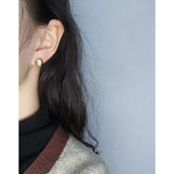 Minimal Geometric Oval Opal Earrings - 925 Sterling Silver