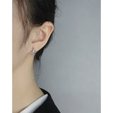 925 Silver Small&Sense Geometric Bow Tie Earrings Female Texture