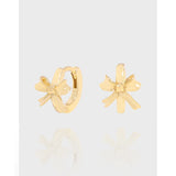 925 Silver Small&Sense Geometric Bow Tie Earrings Female Texture