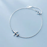925 Silver Diamond-studded Airplane Bracelet Sweet Student Fine Jewelry