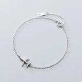 925 Silver Diamond-studded Airplane Bracelet Sweet Student Fine Jewelry
