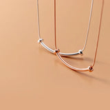 925 Sterling Silver Smile Arc Necklace Snake Chain Women Neck Jewelry