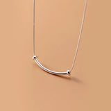 925 Sterling Silver Smile Arc Necklace Snake Chain Women Neck Jewelry