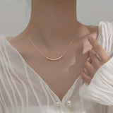 925 Sterling Silver Smile Arc Necklace Snake Chain Women Neck Jewelry
