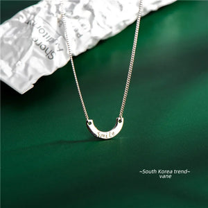 925 Silver Smile Lettering Pendant Necklace for Women