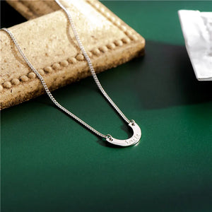 925 Silver Smile Lettering Pendant Necklace for Women