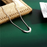 925 Silver Smile Lettering Pendant Necklace for Women