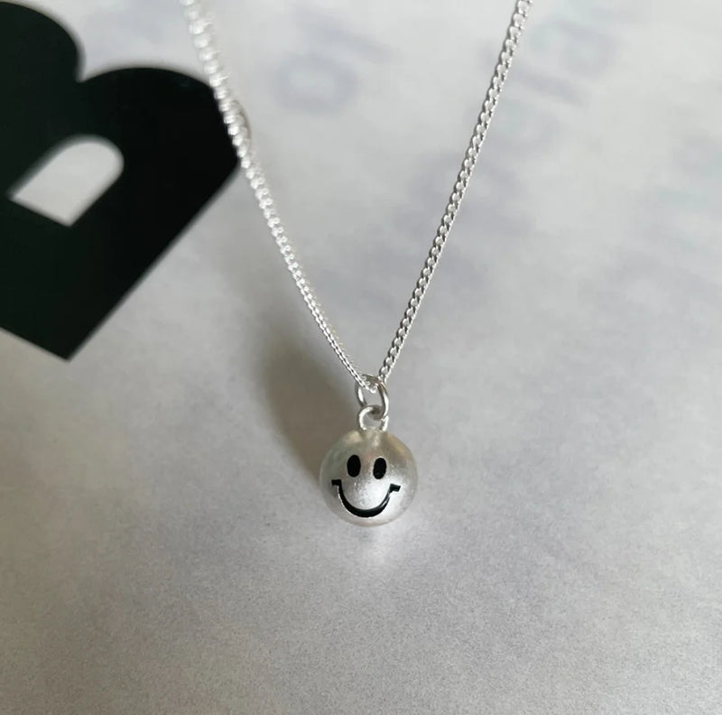 925 Silver Smile Necklace Clavicle Chain Pendants Women Gift Jewelry