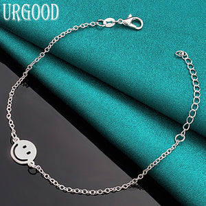 925 Silver Smiling Face Chain Bracelet for Party Wedding