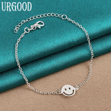 925 Silver Smiling Face Chain Bracelet for Party Wedding