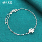 925 Silver Smiling Face Chain Bracelet for Party Wedding